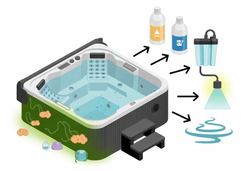 hot tub water smells musty