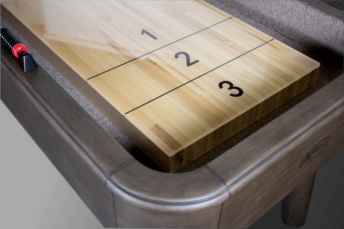 Close up of the collins shuffleboard "How to clean a shuffleboard"