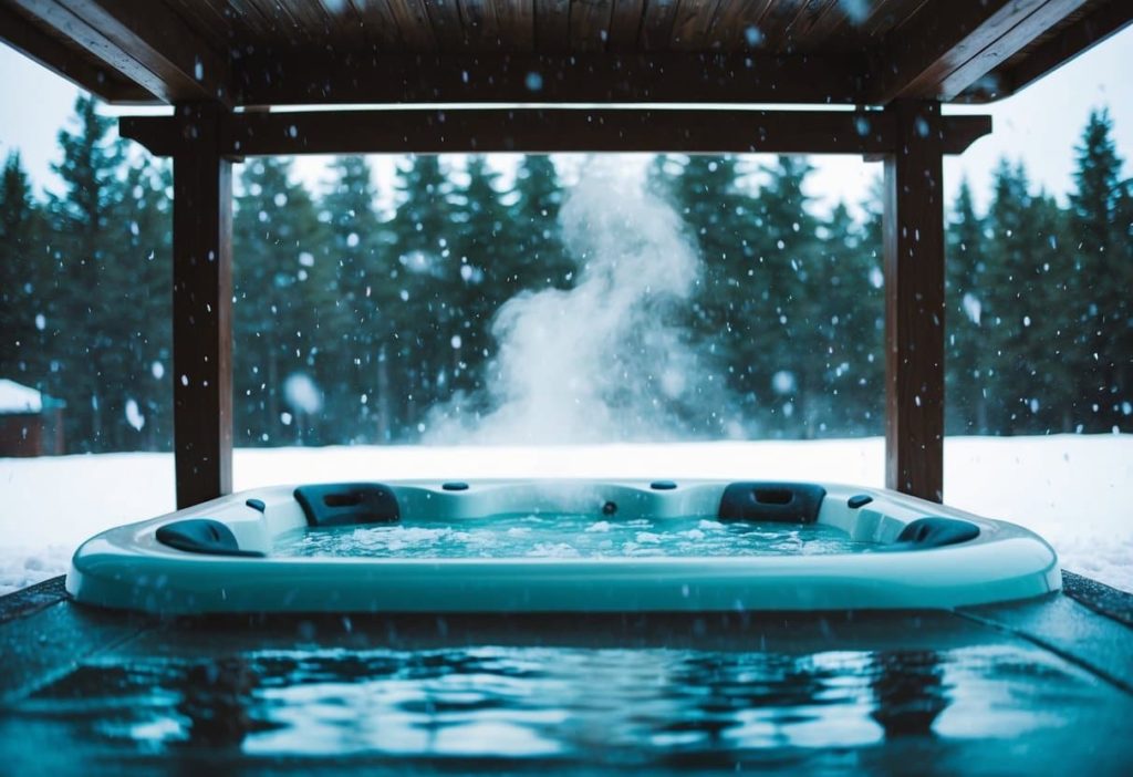 hot tub in the snow